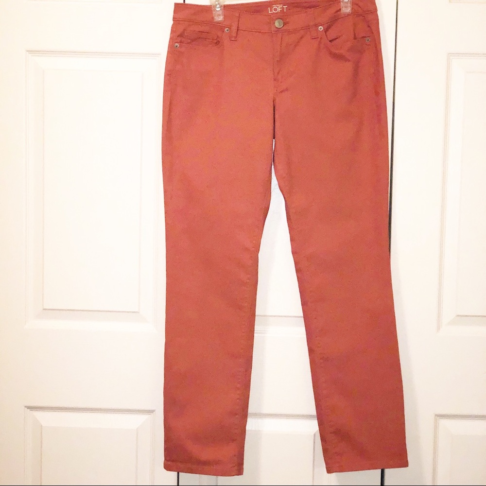 Ann Taylor Loft Modern Straight Deep Coral Jeans